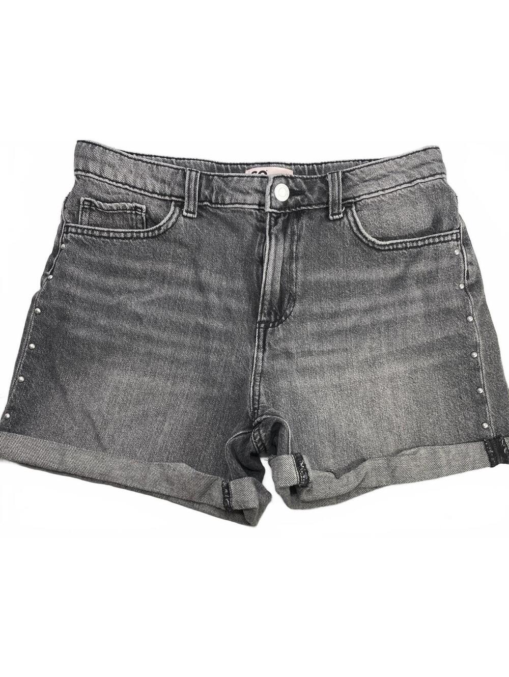 SO Girls Gray Denim Shorts with Silver Studs Girls Size 16